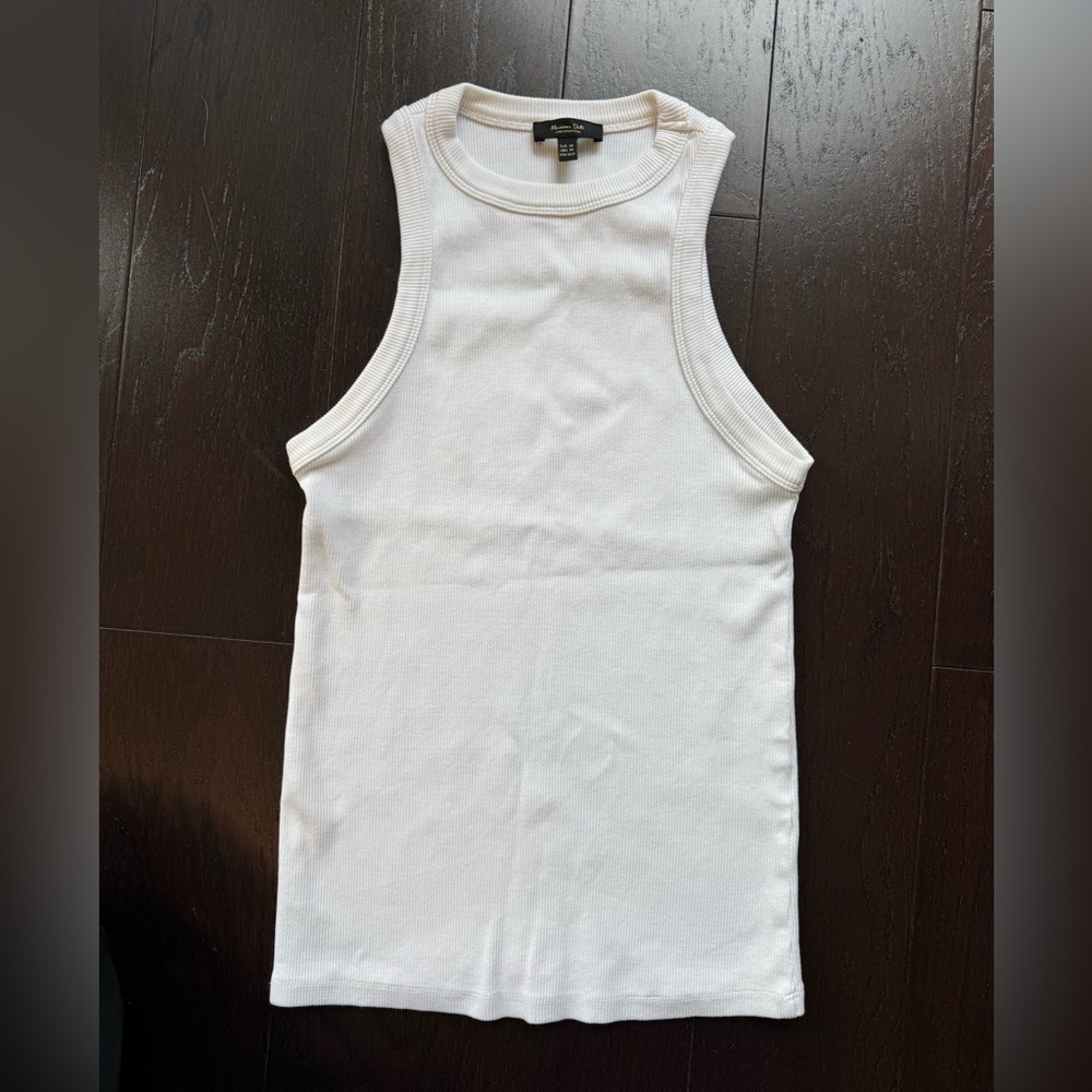 Massimo Dutti White Ribbed Tank Top